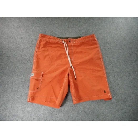 Vintage Polo Ralph Lauren Swim Trunks Mens XL Cargo Orange Lined Pony - Picture 1 of 11